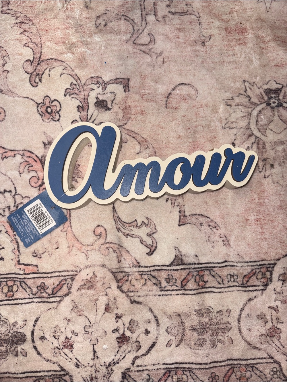 Ashland Blue and White 'Amour' Script Wall Accent